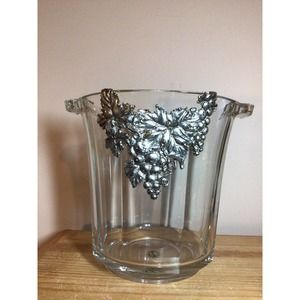 Arthur Court Grapevine 8" Glass Ice Bucket Wine Champagne Chiller Made in France